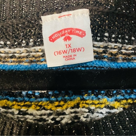 Holiday Time black white polar bear unisex sweater 1X  cold winter Christmas - Picture 5 of 9